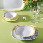 سرویس غذاخوری 27 پارچه چینی زرین ایران سری کواترو طرح سلنا زرد