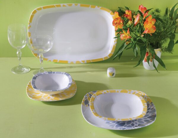 سرویس غذاخوری 27 پارچه چینی زرین ایران سری کواترو طرح سلنا زرد