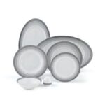 سرویس غذاخوری 28 پارچه چینی زرین ایران سری ایتالیااف طرح سیلورلاینر