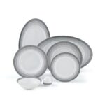 سرویس غذاخوری 28 پارچه چینی زرین ایران سری ایتالیااف طرح سیلورلاینر