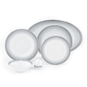 سرویس غذاخوری 28 پارچه چینی زرین ایران سری ایتالیااف طرح سیلورلاینر