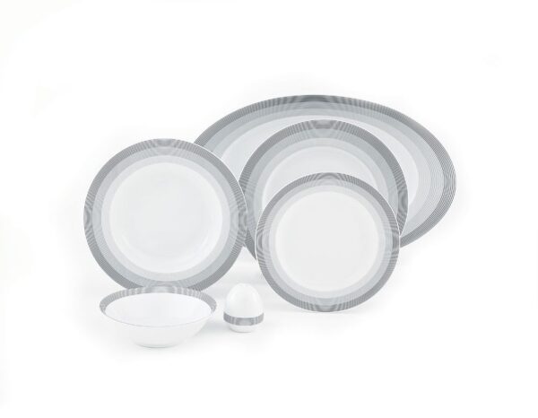 سرویس غذاخوری 28 پارچه چینی زرین ایران سری ایتالیااف طرح سیلورلاینر