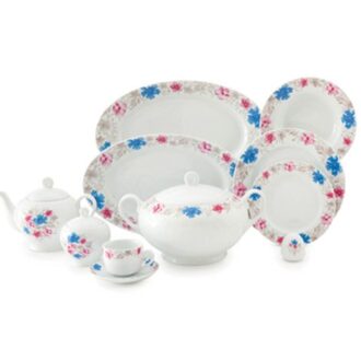 سرویس غذاخوری 102پارچه چینی زرین ایران سری ایتالیااف طرح سیلوین