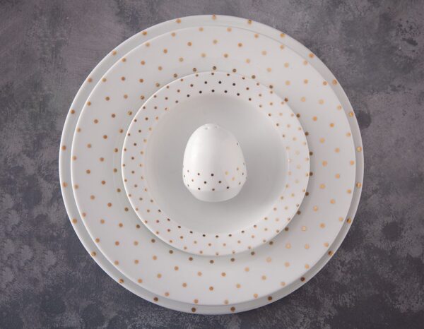 سرویس غذاخوری 28 پارچه چینی زرین ایران سری ایتالیااف طرح اسپاتی طلایی