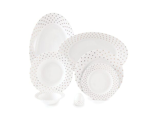 سرویس غذاخوری 28 پارچه چینی زرین ایران سری ایتالیااف طرح اسپاتی طلایی