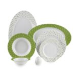 سرویس غذاخوری 28 پارچه چینی زرین ایران سری ایتالیااف طرح اسپاتی سبز