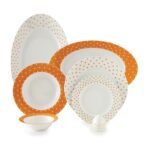سرویس غذاخوری 28 پارچه چینی زرین ایران سری ایتالیااف طرح اسپاتی نارنجی