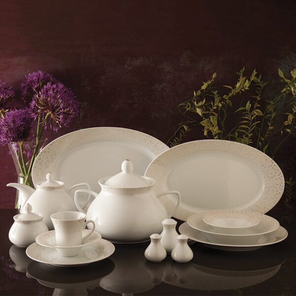 سرویس غذاخوری 108 پارچه چینی زرین ایران سری شهرزاد طرح سان رایز 1 سرویس غذاخوری 108 پارچه چینی زرین ایران سری شهرزاد طرح سان رایز