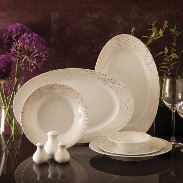 سرویس غذاخوری 108 پارچه چینی زرین ایران سری شهرزاد طرح سان رایز