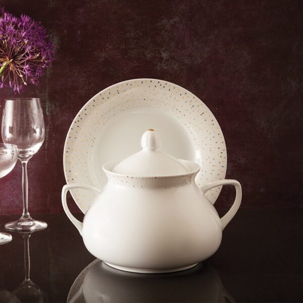 سرویس غذاخوری 108 پارچه چینی زرین ایران سری شهرزاد طرح سان رایز