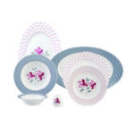 سرویس غذاخوری 28 پارچه چینی زرین ایران سری ایتالیااف طرح والنسیا ارغوانی