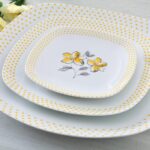 سرویس غذاخوری 98 پارچه چینی زرین ایران سری کواترو طرح والنسیا زرد