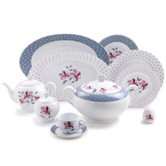 سرویس غذاخوری 102پارچه چینی زرین ایران سری ایتالیااف طرح والنسیا ارغوانی