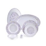 سرویس غذاخوری 28 پارچه چینی زرین ایران سری ایتالیااف طرح ولوت بنفش