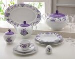 سرویس غذاخوری 102پارچه چینی زرین ایران سری ایتالیااف طرح یاس بنفش