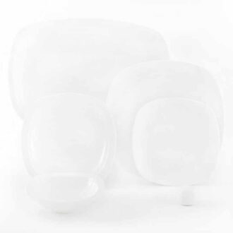 سرویس غذاخوری 98 پارچه چینی زرین ایران سری کواترو طرح سفید