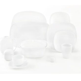 سرویس غذاخوری 98 پارچه چینی زرین ایران سری کواترو طرح سفید