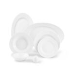 سرویس غذاخوری 28 پارچه چینی زرین ایران سری ایتالیااف طرح سفید