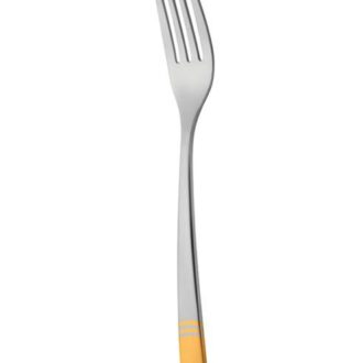 قاشق و چنگال غذاخوری ناب استیل طرح فلورانس دور طلا