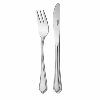 کارد و چنگال میوه خوری ناب استیل طرح ونیز ساده